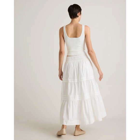 NWT Philosophy Republic (Quince) Cotton Poplin Tiered Maxi Skirt in White - Picture 7 of 16
